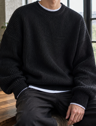 Knox Ribbed Men's Sweater - Black