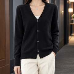 Zelie-Faye V-Neck Women's Cardigan - Black