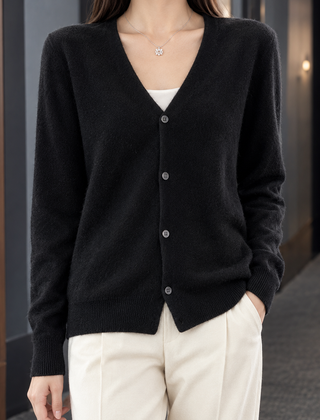 Zelie-Faye V-Neck Women's Cardigan - Black