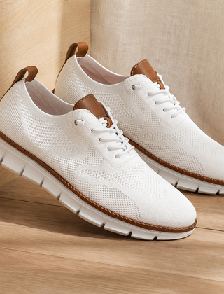 Women’s Knit Elastic-Lace Everyday Trainers in White