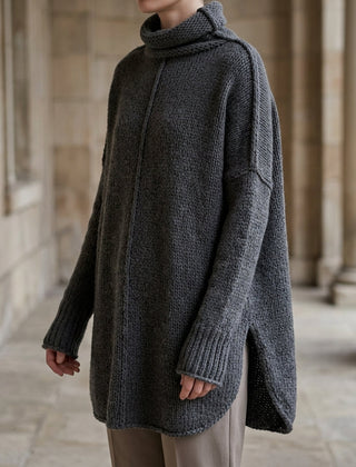 Women’s Cashmere-Blend Stacked-Collar Jumper in Dark Grey