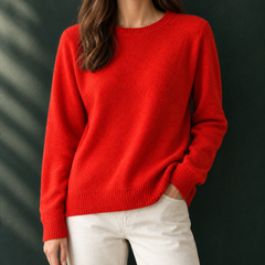 Nicole-Pearl Soft Knit Women's Sweater - Bright Red