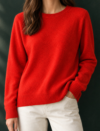 Nicole-Pearl Soft Knit Women's Sweater - Bright Red