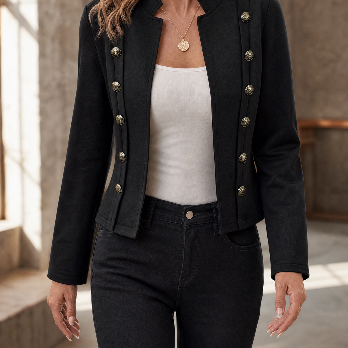 Magdalena-Elise Military Women's Jacket - Black