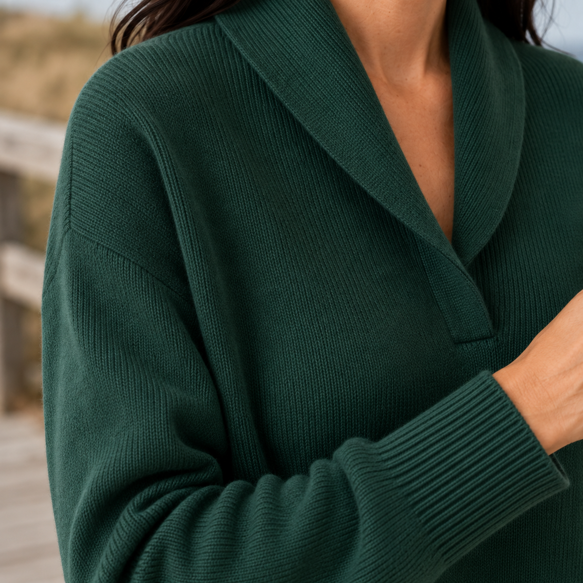 Women’s Fine-Knit Shawl-Collar Jumper