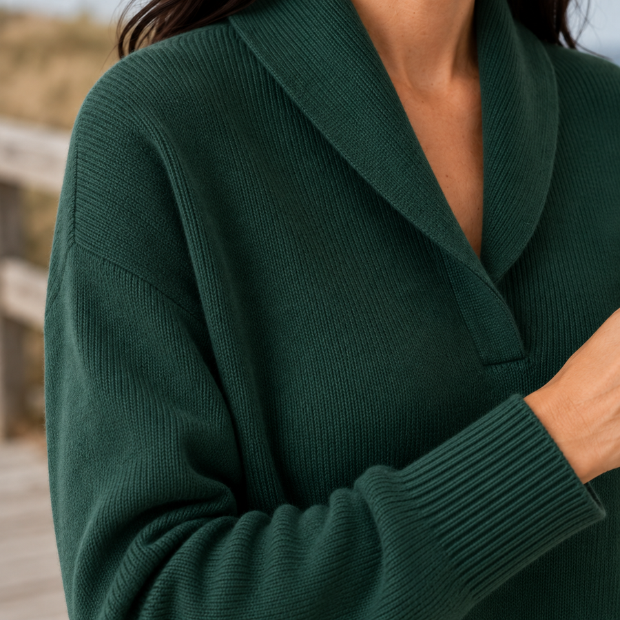 Women’s Fine-Knit Shawl-Collar Jumper