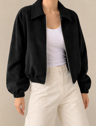 Thornbury Suede-Look Crop Women's Jacket - Black