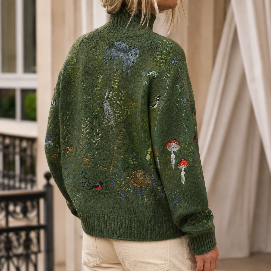 Men’s Patterned Rib-Neck Knit Jumper