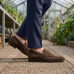 Men’s Suede-Effect Apron-Seam Penny Loafers