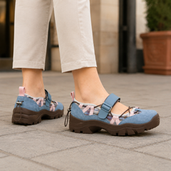 Women’s Cross-Lace Lug-Sole Mary Jane Shoes