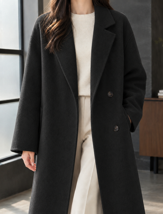 Delia-Grace Double Breasted Women's Coat - Black