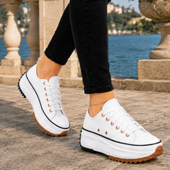 Women’s Toe-Cap Lace-Up Platform Trainers in White