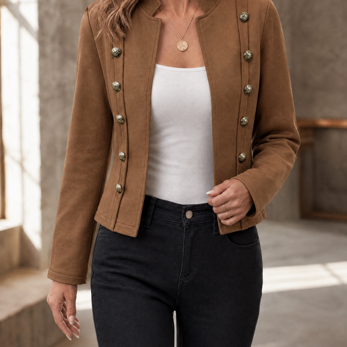 Magdalena-Elise Military Women's Jacket - Khaki