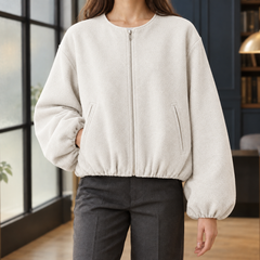Ophelia-June Balloon Sleeve Women's Jacket - Off White