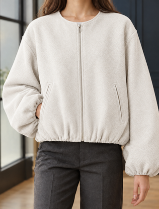 Ophelia-June Balloon Sleeve Women's Jacket - Off White
