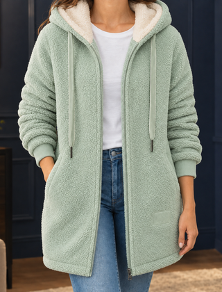 Fleur-Faye Hooded Fleece Women's Jacket - Green