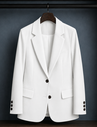 Women’s Two-Button Three-Pocket Tailored Blazer in White