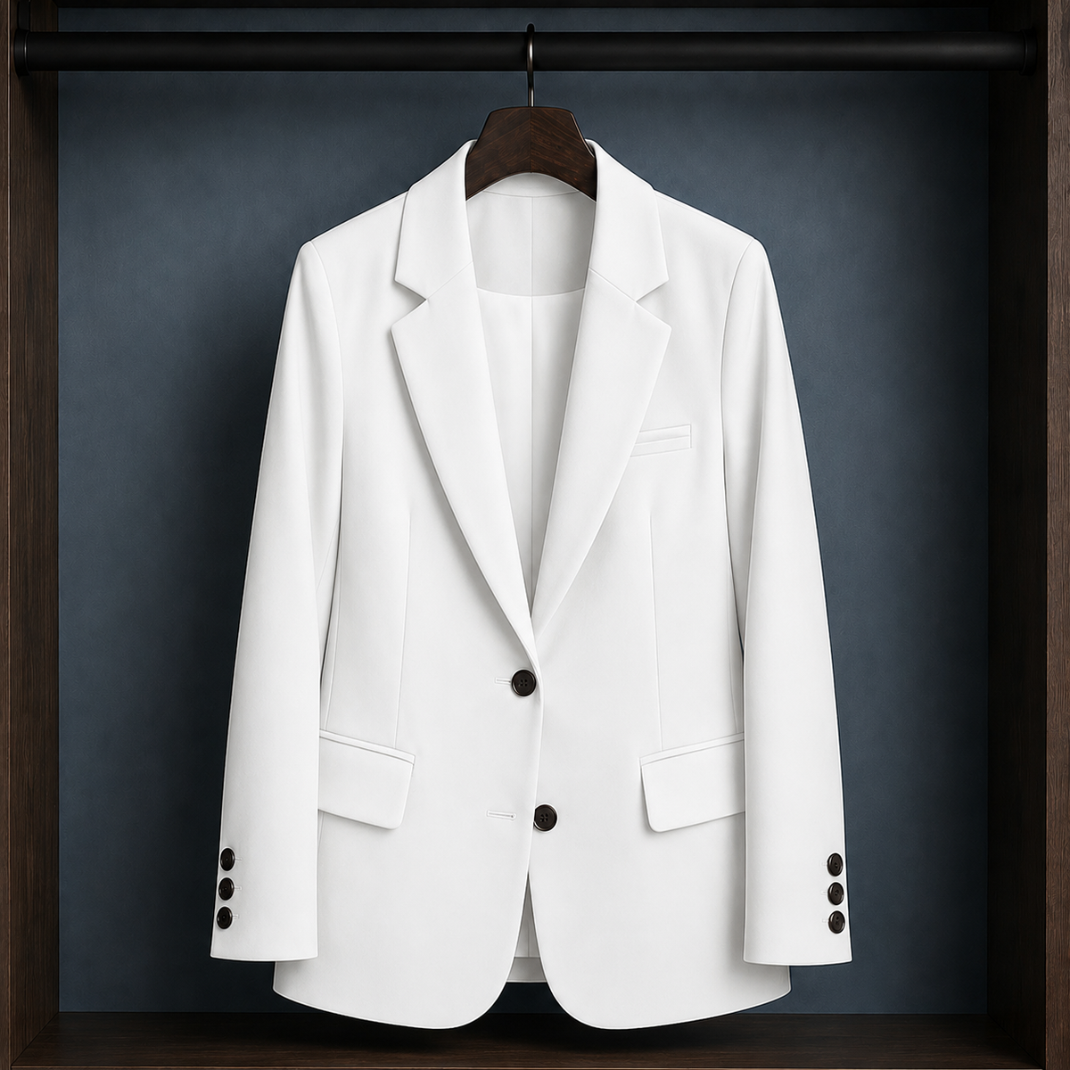 Women’s Two-Button Three-Pocket Tailored Blazer in White