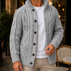Caius Cable Knit Men's Sweater - Grey