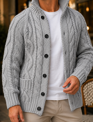 Caius Cable Knit Men's Sweater - Grey