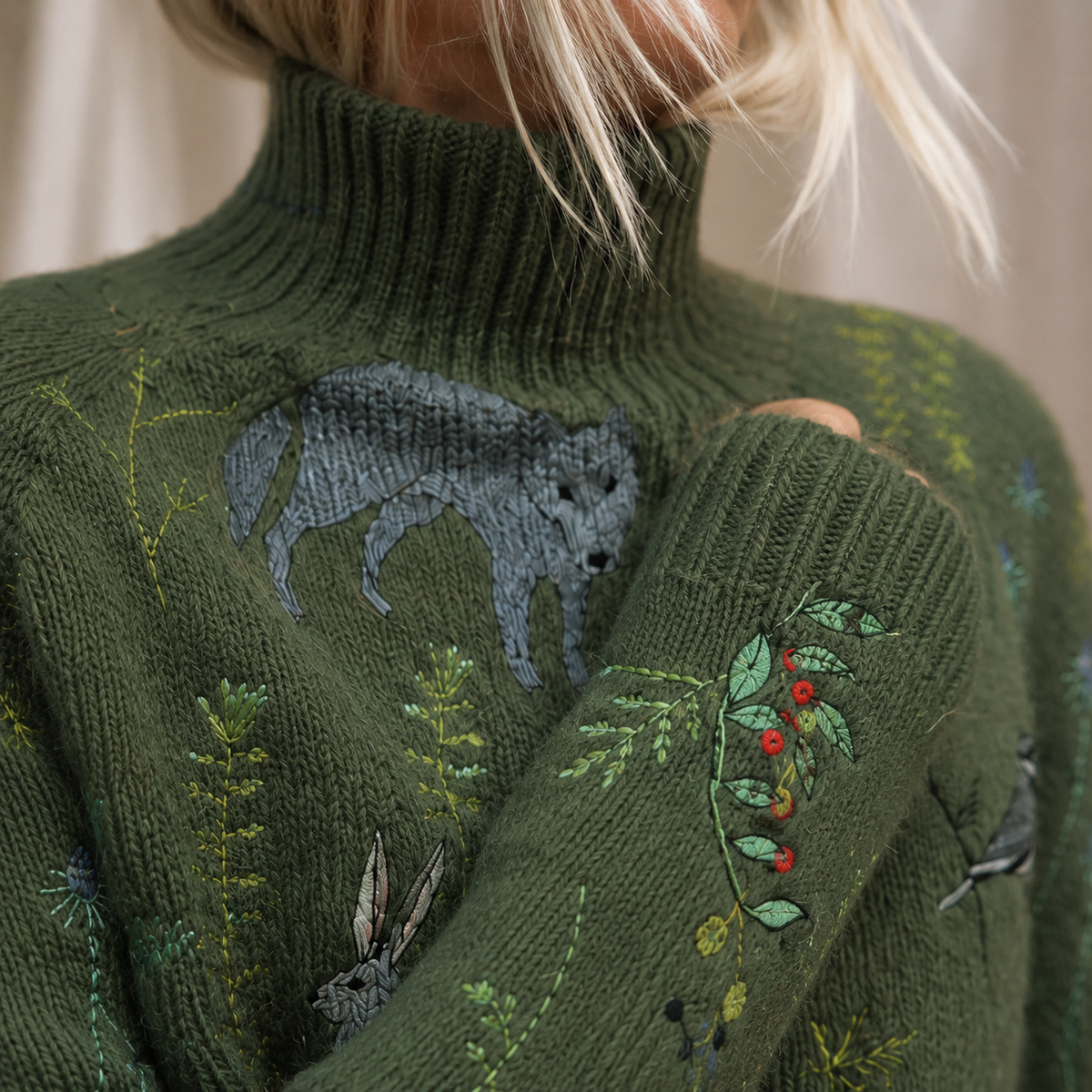Men’s Patterned Rib-Neck Knit Jumper
