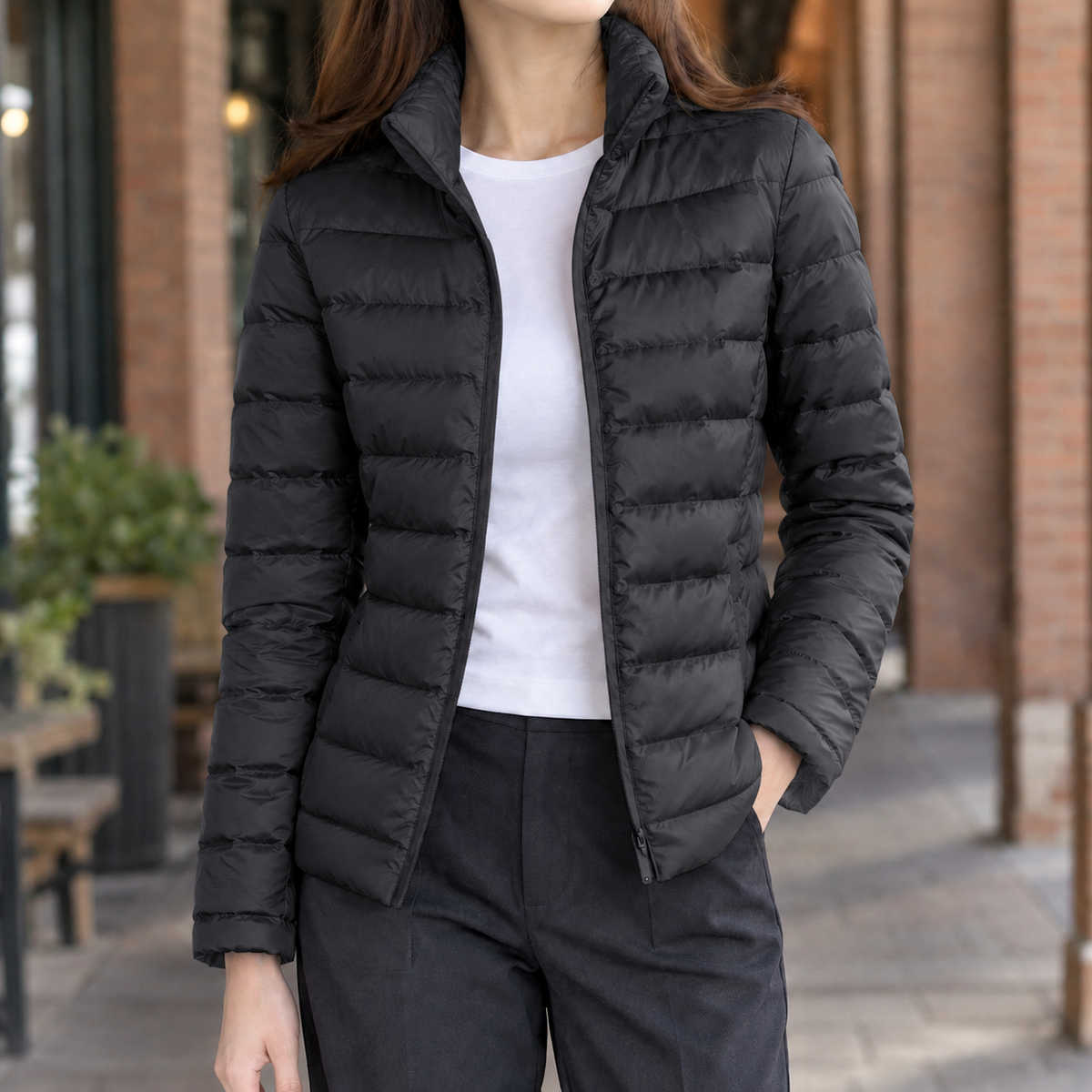 Sibylla Soft Knit Women's Puffer Jacket - Black