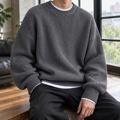 Knox Ribbed Men's Sweater - Dark Grey