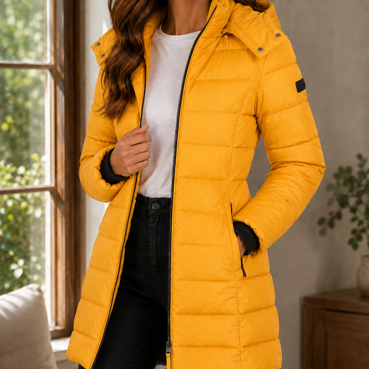 Dahlia-Claire Quilted Women's Jacket - Yellow