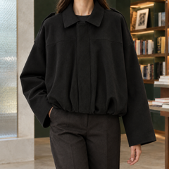 Jocasta-Skye Suede Bomber Women's Jacket - Black