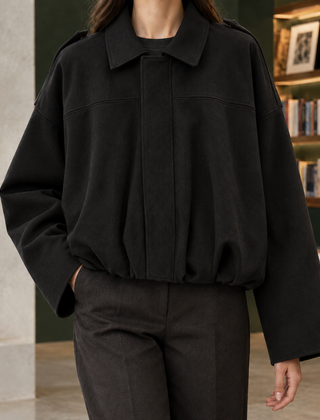 Jocasta-Skye Suede Bomber Women's Jacket - Black