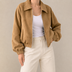 Thornbury Suede-Look Crop Women's Jacket - Camel