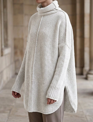 Women’s Cashmere-Blend Stacked-Collar Jumper in White