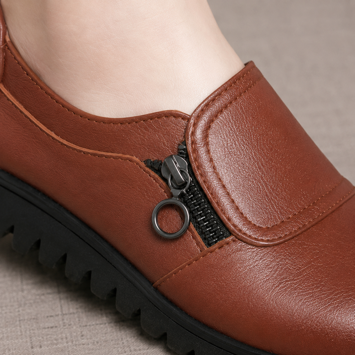 Women’s Padded-Vamp Side-Zip Casual Shoes