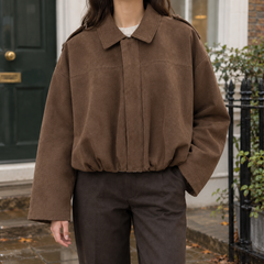 Grace-Marie Suede Bomber Women's Jacket - Brown