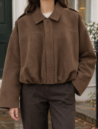 Grace-Marie Suede Bomber Women's Jacket - Brown