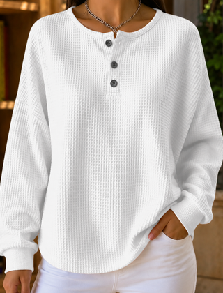 Women’s Waffle-Knit Henley Jumper in White