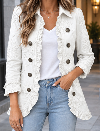 Jemima-Grace Ruffle Women's Jacket - White