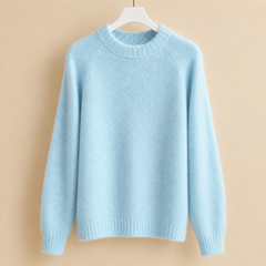 Women’s Brushed Raglan Crew-Neck Jumper in Blue