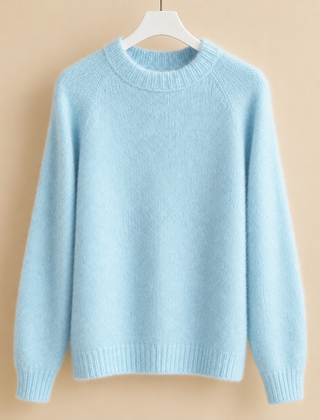 Women’s Brushed Raglan Crew-Neck Jumper in Blue