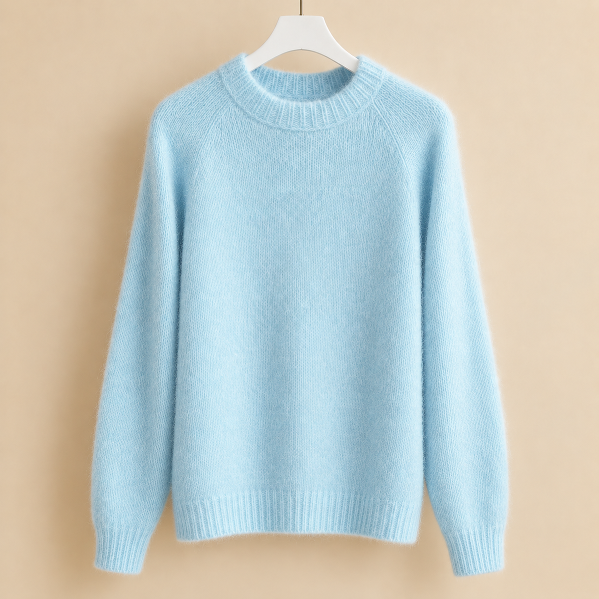 Women’s Brushed Raglan Crew-Neck Jumper in Blue