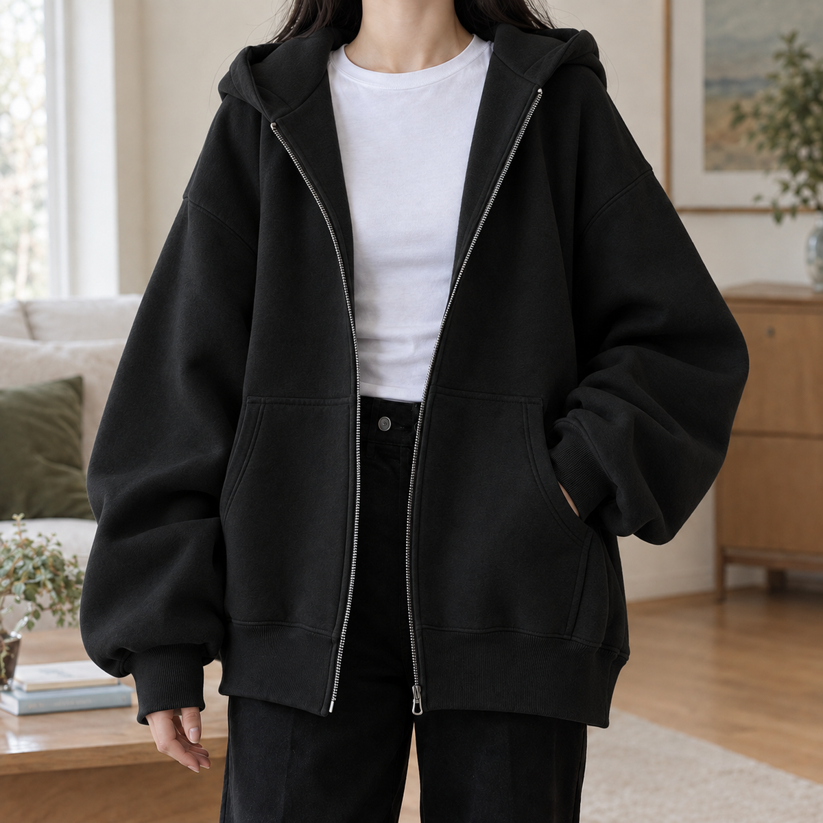 Amandine-Hope Oversized Women's Hoodie - Black