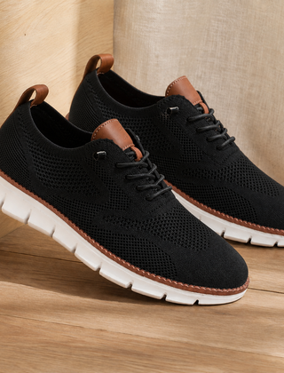 Women’s Knit Elastic-Lace Everyday Trainers in Black