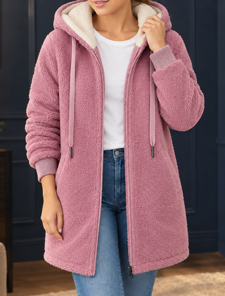 Fleur-Faye Hooded Fleece Women's Jacket - Pink