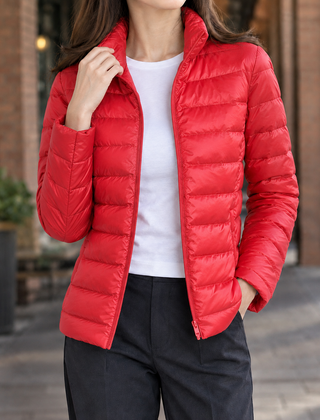 Sibylla Soft Knit Women's Puffer Jacket - Red