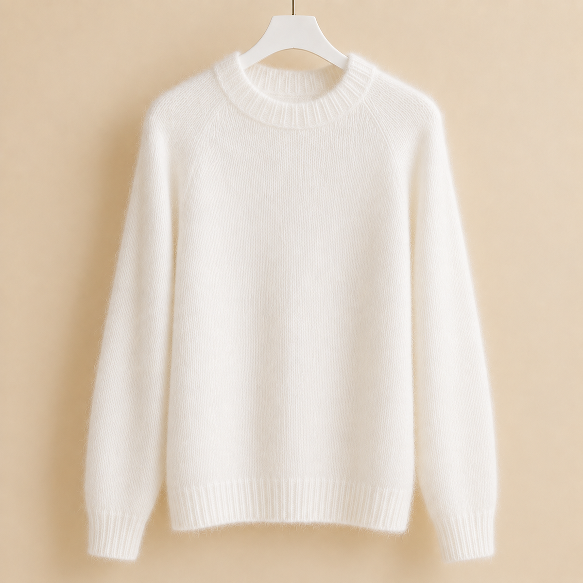 Women’s Brushed Raglan Crew-Neck Jumper in White