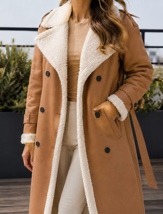 Soledad-Louise Contrast Trim Women's Coat - Bronze