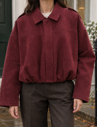 Grace-Marie Suede Bomber Women's Jacket - Rust Red