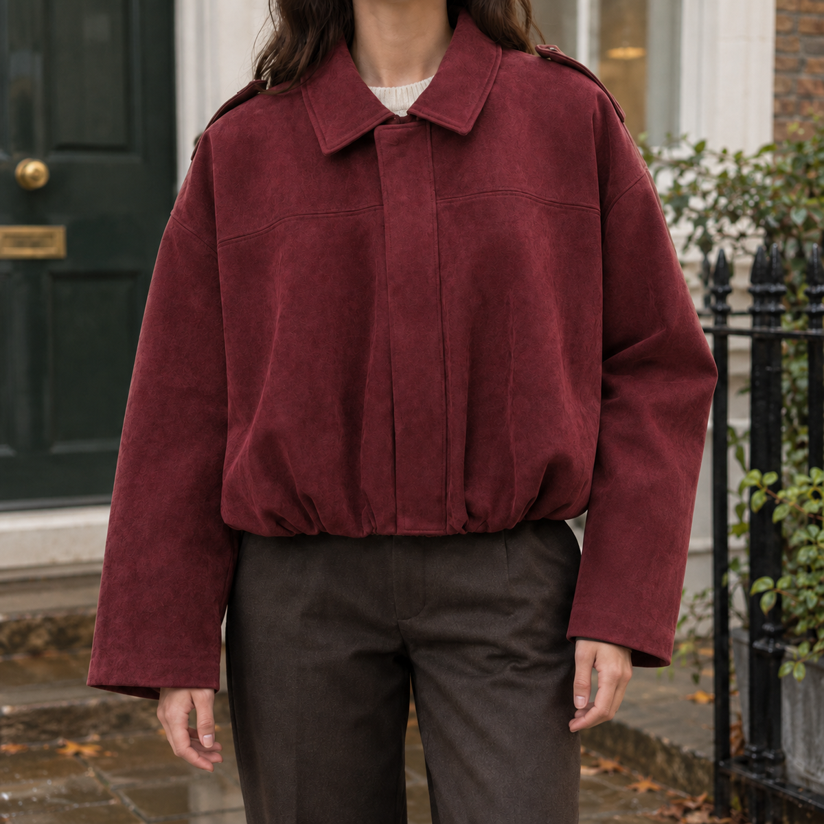 Grace-Marie Suede Bomber Women's Jacket - Rust Red
