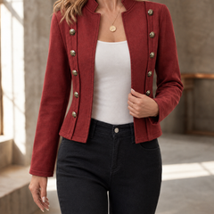 Magdalena-Elise Military Women's Jacket - Red