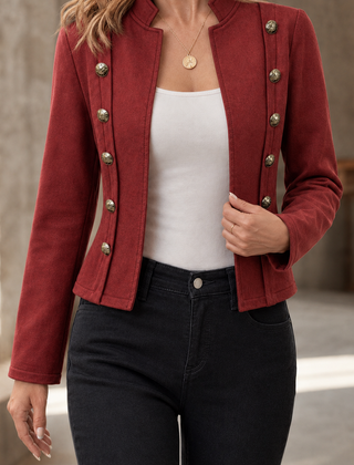 Magdalena-Elise Military Women's Jacket - Red